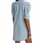 frame denim FRAME Rosette Denim Shirt Dress Puff Sleeve in Cresthaven Light Wash Size S Photo 2