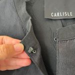 Carlisle  Couture Sz 12 Black Raw Silk Open Cropped Jacket Front Hook Long Sleeve Photo 2