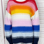 Old Navy  Rainbow Stripe‎ Chunky Oversized Slouchy Pullover Sweater Medium Tall Photo 0