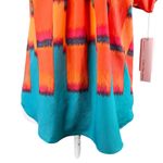Calvin Klein Jeans Calvin Klein Firecracker Blouse Small Orange Teal Short Sleeves New Photo 8