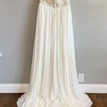 Jasmine Couture Strapless Wedding Dress Pleated Skirt Size 8 Sequins Beaded White Photo 3
