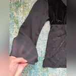 Vintage 90s NOS Sweet Blondie sheer velvet lace front boho blouse, size large Black Photo 1