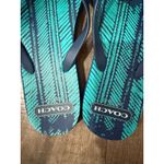 Coach  Women Flip‎ Flops Sandals Blue Green Chevron Logo Size 9-10 Beach Vacation Photo 2