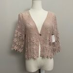 Crocheted Cardigan Shrug Cottagecore Costal Grandma Boho Shabby Chic Blush Pink Photo 0