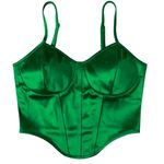 SheIn Corset cut satin emerald green crop top L Photo 0