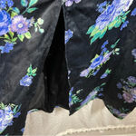 Revolve WeWoreWhat Cottagecore Black Blue Floral Satin Lace Midi Slip Dress Photo 2