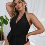 SheIn Black Halter One Piece Swimsuit Photo 0