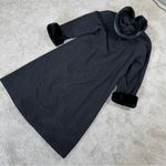 Braetan Women’s Vintage Wool Long Coat Hooded Faux Fur Penny Lane Mob Wife 8 Black Photo 4