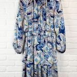 Yakira Bella Skye Dres Blue Paisley Ruffle skirt elastic waist and cuffs L Size L Photo 0