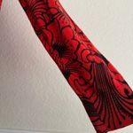 Talbots Red Black Cardigan Sweater Large Fall Floral Cotton Rayon Stretch Chic Photo 4