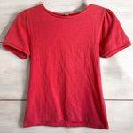 J. Crew Womens Top Sz S Coral Textured Puff Sleeve Knit Short Sleeve‎ AJ700 Photo 0