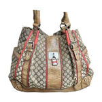 Nine West Shoulder Bag Purse Tote Brown Chunky Lock Charm Storage Divider Logo Photo 0