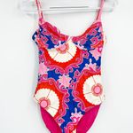 Agua Bendita Petra Pink Blue Print One-Piece Swimsuit Size Medium Photo 1