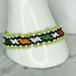 Colorful Beaded Toggle Close Bracelet Green White Yellow Red Orange Black Photo 3