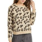 Planet Gold Womens Pullover Sweater Safari Animal Print Cropped Knit XS Photo 1