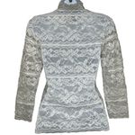Bebe Gorgeous Bright White Intricate Lace L/S Stretch Top EUC Size XS Photo 4