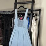 Selfie Leslie  Indikah Pixie Dust Button Front Denim Blue Midi Dress Photo 8