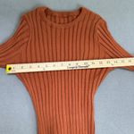 Maxi Dress S Orange Bodycon Bell Sleeve Ribbed Knit Flare Bottom Long Sleeve Photo 2