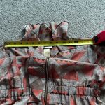 Miss Tina Women’s Coral Brown Geometric Ruffle Short Sleeve Boho Zipper Dress S Photo 6