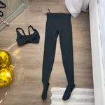 SKIMS NikeSKIMS MATTE SHAPING SCOOP BRA AND FOOTSIE GRIP DARK TEAL LEGGINGS SET Photo 2