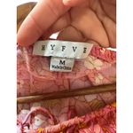 HYFVE  Floral Print Romper‎ Women's Medium Pink Yellow White V Neck Tie Ruffle Photo 6