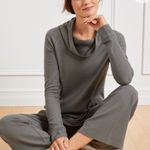 Talbots  Gray Cozy Waffle Knit Cowl Neck Long Sleeve Top Photo 0