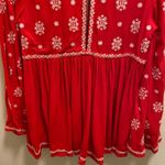 VICI Red & White Roses & More Embroidered Blouse Size Small New With Tag Photo 10