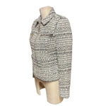 ZARA Short Zipped Tweed Jacket Blazer Cream Black Size Small Photo 5