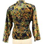 Vintage Floral Belted Blazer Black Gold Green Purple Lapel Flap Crop Blazer EUC Size L Photo 3