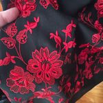 Vtg Escada black short sleeved A line dress black w: red floral embroidery 36 Photo 5