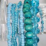 Set of 6 Light Blue Mixed Media Stretch Stack Bracelets New Photo 2