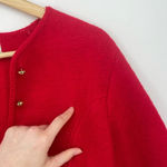 vintage 100% boiled wool michigan cherry red button down fitted sweater jacket Photo 6