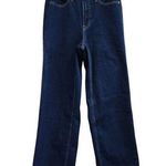 Free Assembly High Rise Full Wide Straight Leg Pockets Denim Blue Size 6 Photo 0