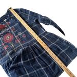 Blue Rain  Plaid Tunic Top Womens M Embroidered Long Sleeve‎ Blue BOHO Peasant Photo 10