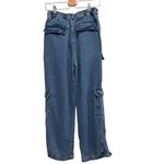 Young Fabulous and Broke  Jeans Womens Small Cargo Pockets Wide‎ Leg Chambray Photo 2