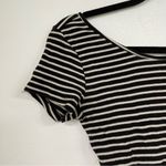 Brandy Melville  Black Striped Short Sleeve Crop Top Blouse Tee Womens OS Stretch Photo 4