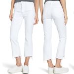 Mother The Insider Crop Step Fray White Denim Jeans Raw Hem Glass Slipper 25 Photo 1