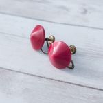Vintage Screw On Earrings Pointed Circle Red Photo 2