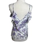 Amanda Uprichard  Light Blue Purple Floral Cold Shoulder Flutter Silk Blouse M Photo 1