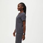 FIGS Women's Catarina One Pocket Scrub Top in Charcoal, Size Large Photo 2