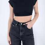 Nasty Gal NWT  Cropped Ribbed Black Open Back Top Size 6 Photo 0