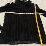 WAYF NEW  Cold Shoulder High Ruffle Neck Long Sleeve Blouse Top Black Medium Photo 5