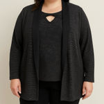 Catherines Any Wear Black Gray Twist Tank Top Open Chiffon Back Cardigan 4X Photo 0