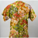 Vintage 60s Floral Butterfly Print Shirt Dress Midi High Neck Green Orange XL Photo 9