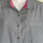 COURT & ROWE Blue and White Striped Shirt with Pink Collar Size M Photo 2