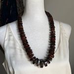Handcrafted Boho Chunky Statement Graduated Amber Bead Strand Necklace Brown Photo 0