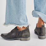 Free People NWB  Brixton Shoeboots Charcoal Leather Slip-On Ankle Booties Photo 2