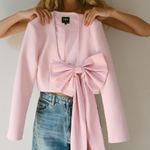 ZARA blazer cropped light pink satin bow top suit jacket Photo 8