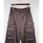 The Noli Shop Womens Pants Brown Milan Satin Cargo Relaxed Full Length Trouser 8 Photo 7
