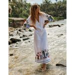 BODEN Embroidered White Linen Tassel Midi Dress Tropical Resort Beach 4 US $298‎ Photo 1